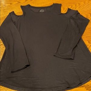 Black 24/7 long sleeve open shoulder T-Shirt